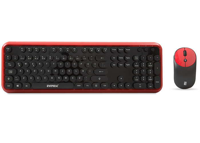 Everest ROUND KM-6282 Red / Black Wireless Q Multimedia Keyboard + Mouse Set
