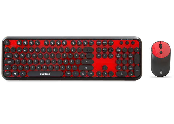 Everest ROUND KM-6282 Black / Red Wireless Q Multimedia Keyboard + Mouse Set