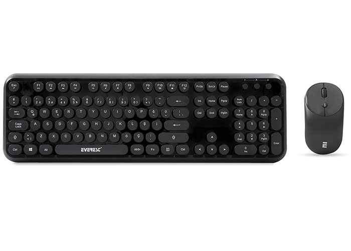 Everest ROUND KM-6282 Black Wireless Q Multimedia Keyboard + Mouse Set