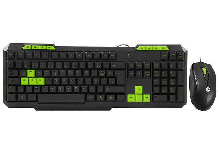 Everest KM-6825 Black USB , Green Keypad Turkish Multimedia Keyboard + Mouse Set/Combo