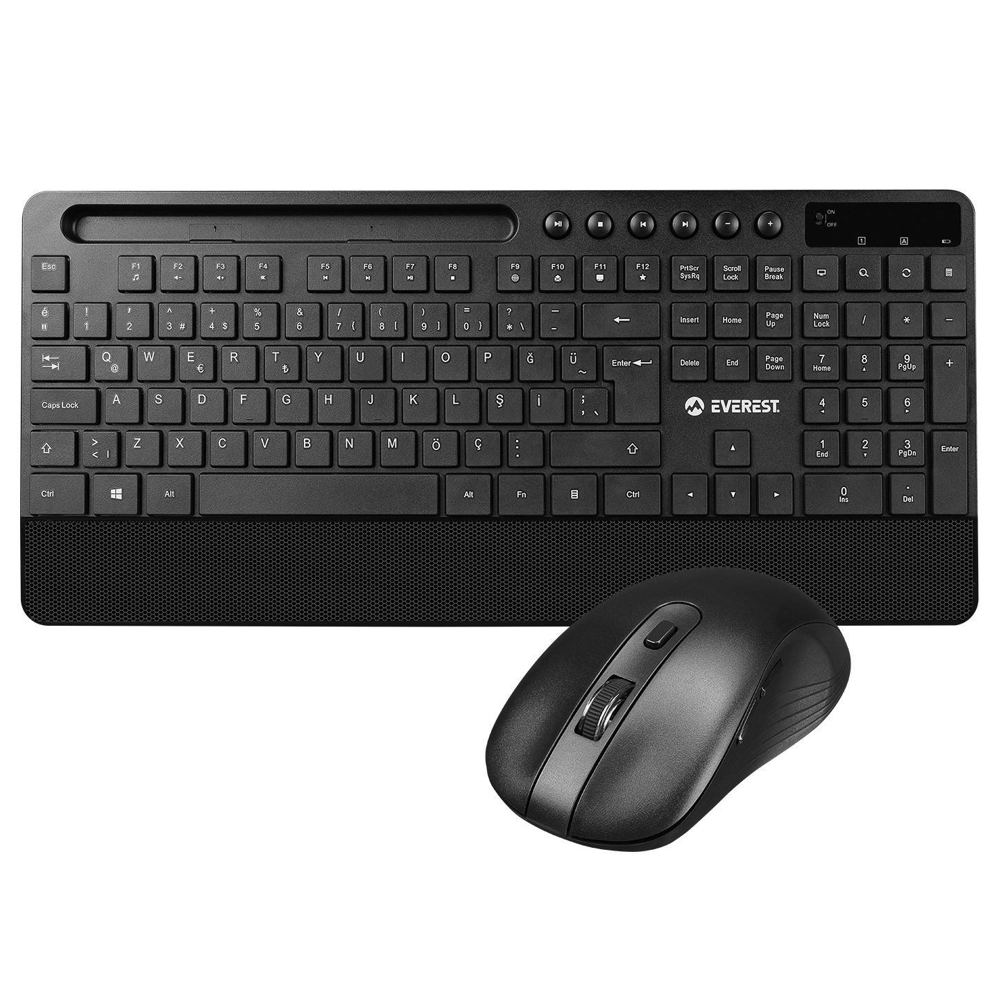 Everest KM-9676 Siyah Kablosuz 800/1200/1600 dpi Q Standart Klavye + Mouse Set