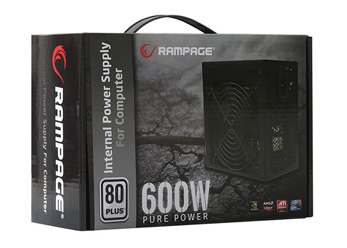 Rampage RMP-600-80P 600W 80 PLUS 12cm Fan Aktif PFC Power Supply