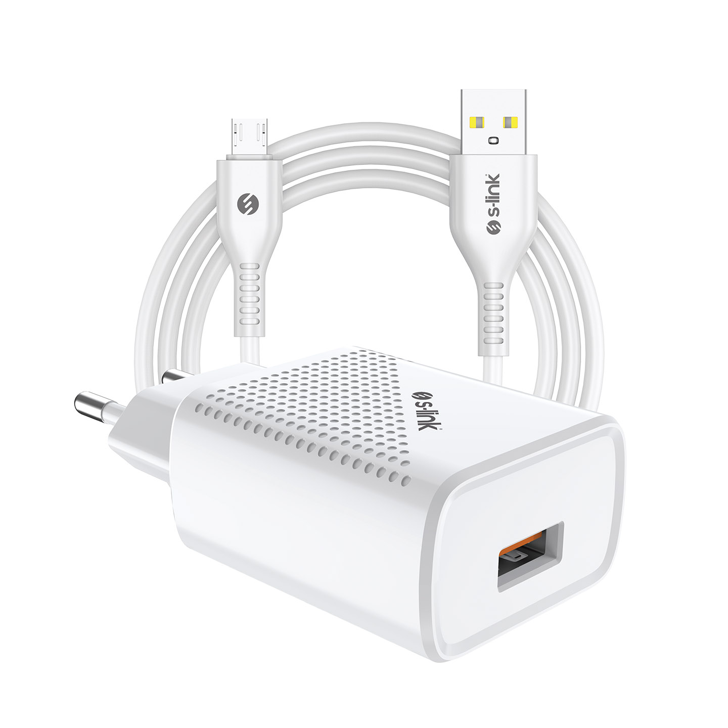 S-link SL-EC40M 5V 2400MA Micro USB Kablolu Kablolu Beyaz Ev Şarj Adaptörü