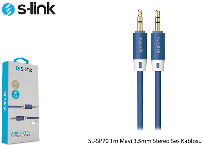 S-link SL-SP70 1m Mavi 3.5mm Stereo Ses Kablosu
