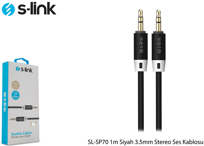 S-link SL-SP70 1m Siyah 3.5mm Stereo Ses Kablosu