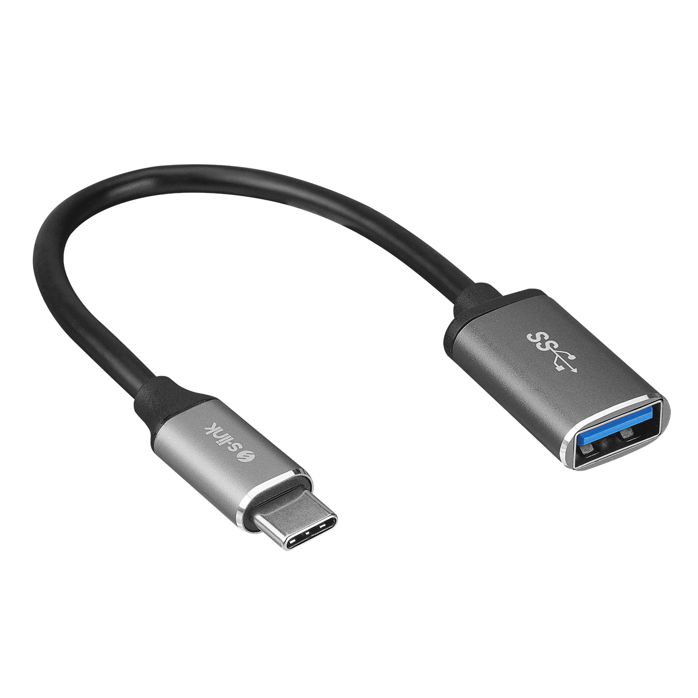 S-link SL-TAOTG30M Siyah USB F to Type C M 10cm kablolu Metal Gövdeli OTG Çevirici