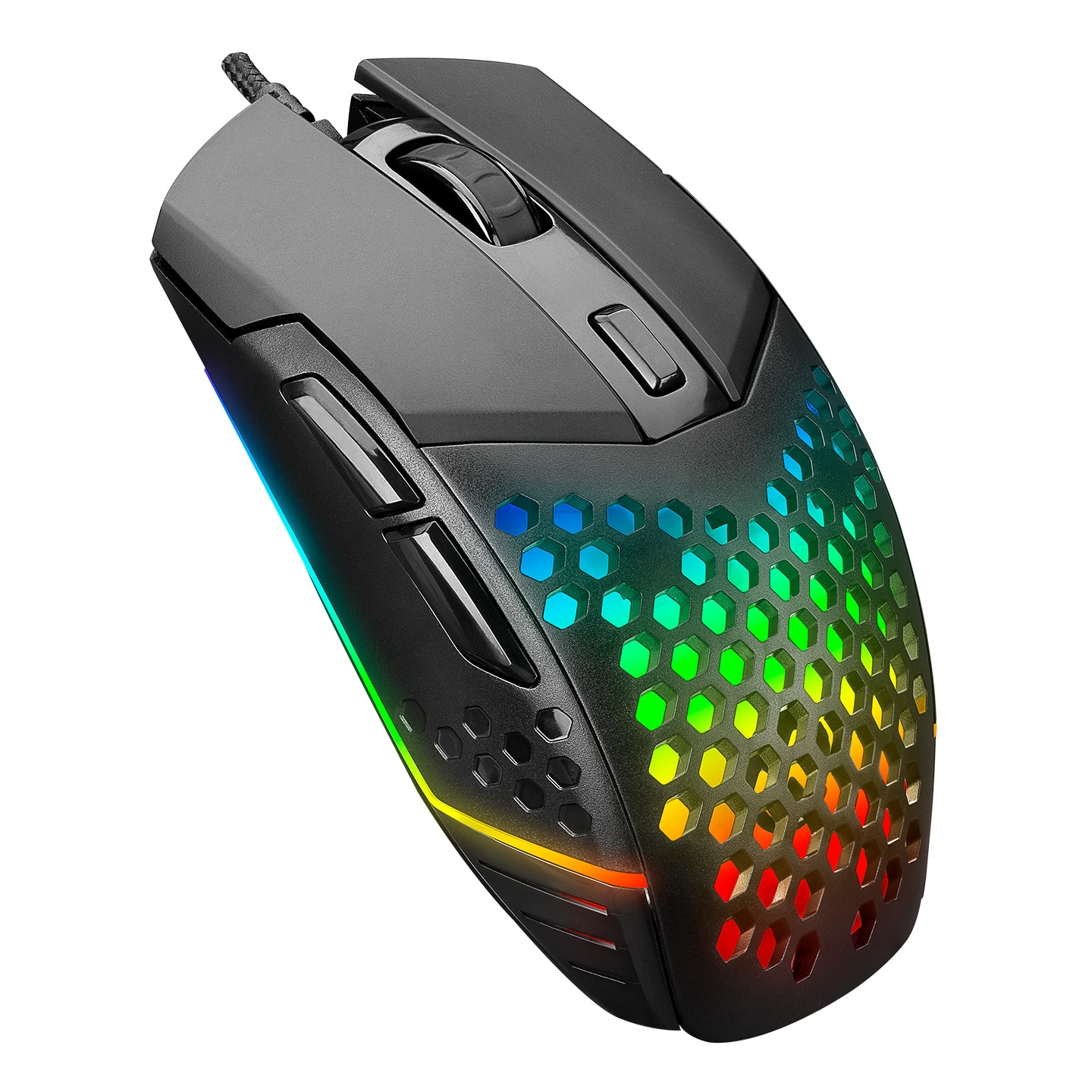 Everest SM-GX19 ANGARD Usb RGB Işıklı Makrolu 6400dpi Örgü Kablolu Gaming Oyuncu Mouse