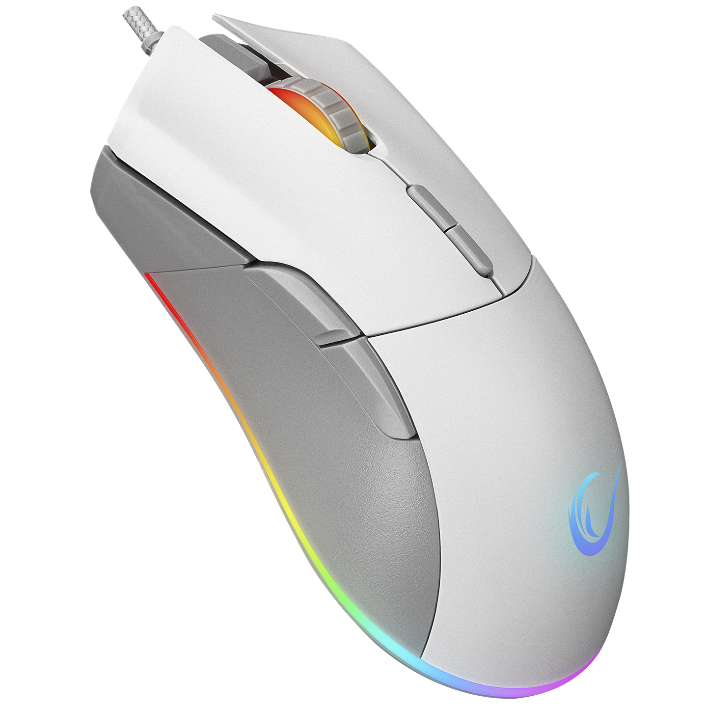 Rampage SMX-R21 COMPACT Usb Beyaz/Gri RGB Işıklı+Macro 7200dpi / 1000hz Gaming Oyuncu Mouse