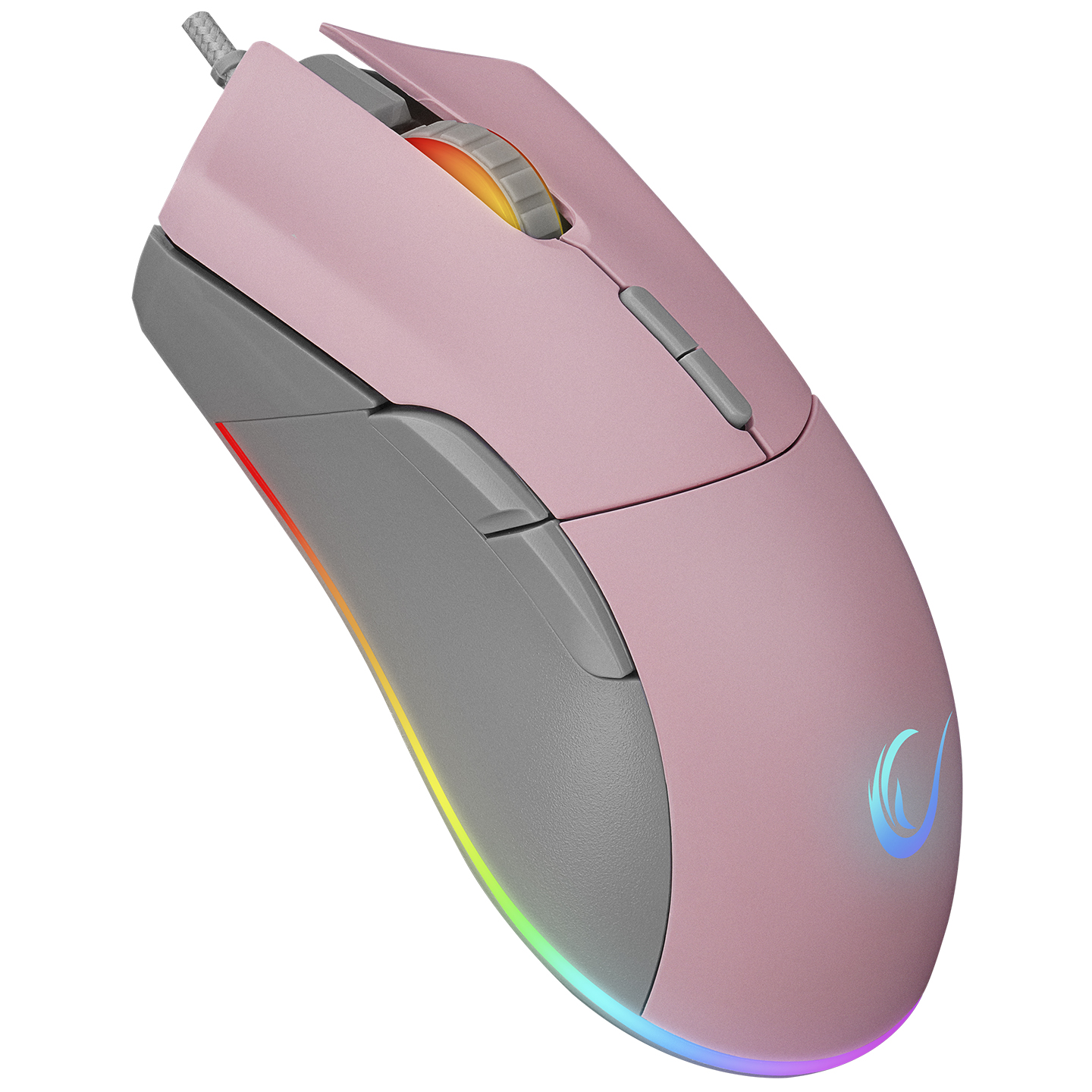 Rampage SMX-R21 COMPACT Usb Pembe/Gri RGB Işıklı+Macro 7200dpi / 1000hz Gaming Oyuncu Mouse