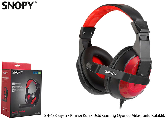 Snopy SN-633 X-BLOOM Siyah/kırmızı Kulak Üstü Gaming Oyuncu Mikrofonlu Kulaklık