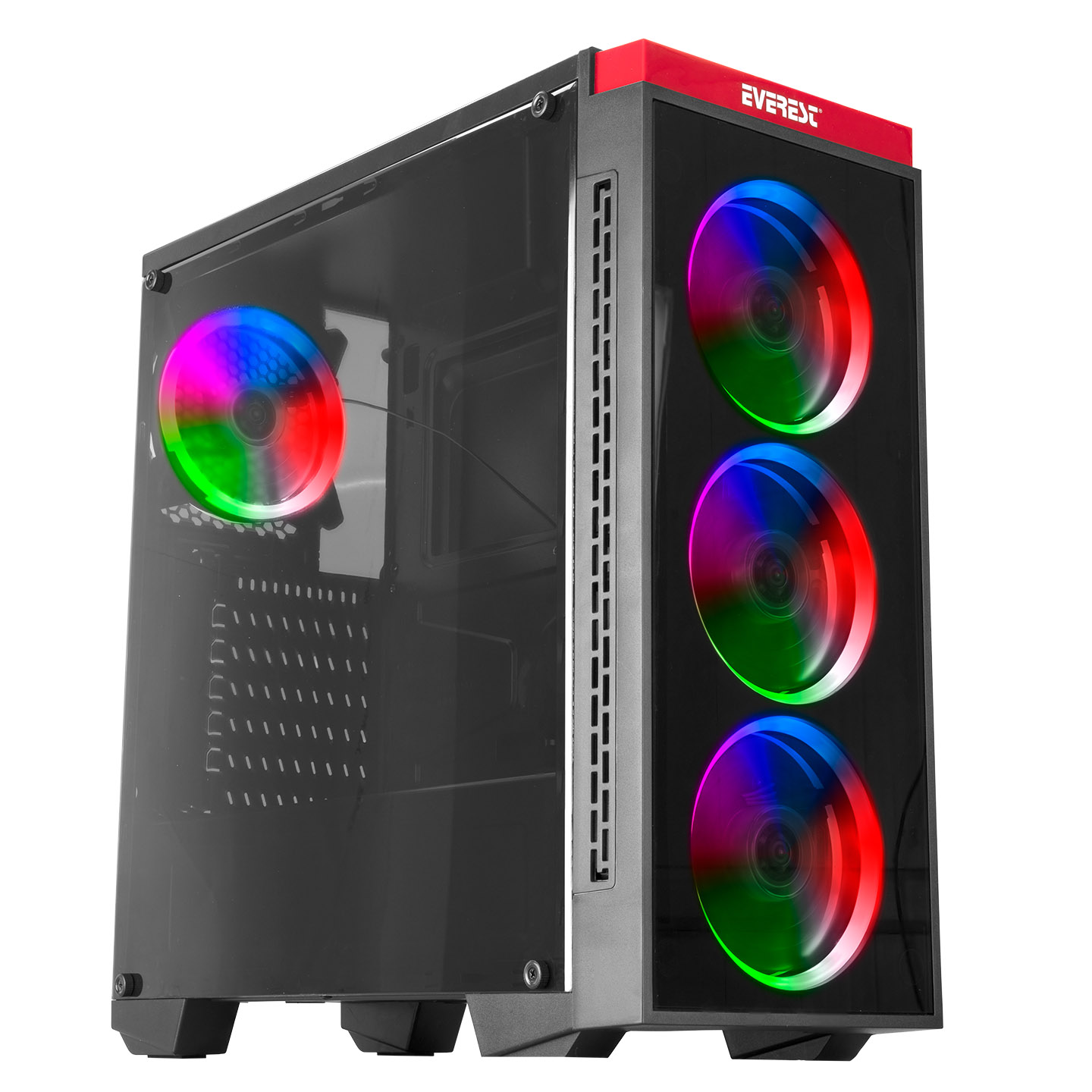 Everest SPECTRUM 4 Adet 5 Renk Fanlı Acrylic Panel Gaming Oyuncu Kasası