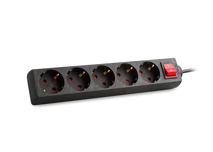 S-link SPG8-5-30 3m 5li Akım Korumalı Siyah Priz