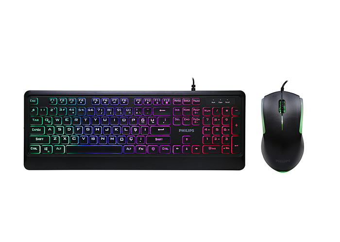 Philips SPT8294 Siyah Rainbow Aydınlatmalı Gaming Oyuncu Klavye + Mouse Set