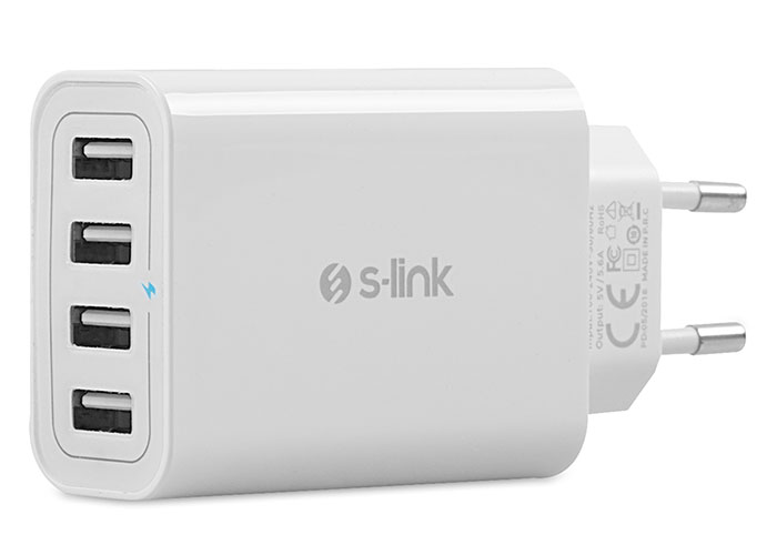 S-link Swapp SW-C8 5V 5.6A 4*USB Smart Port 2.4A Ev Şarj Adaptör
