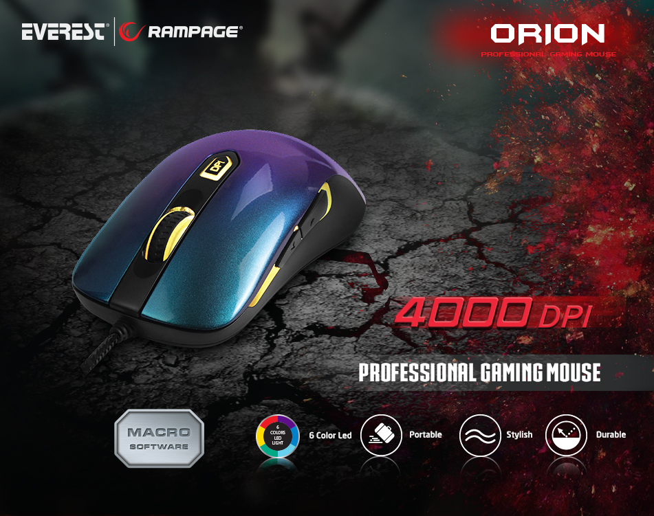 Rampage Smx R10 Orion X Usb Metallic Blue 4000 Dpi Gaming Mouse Segment Bilgisayar
