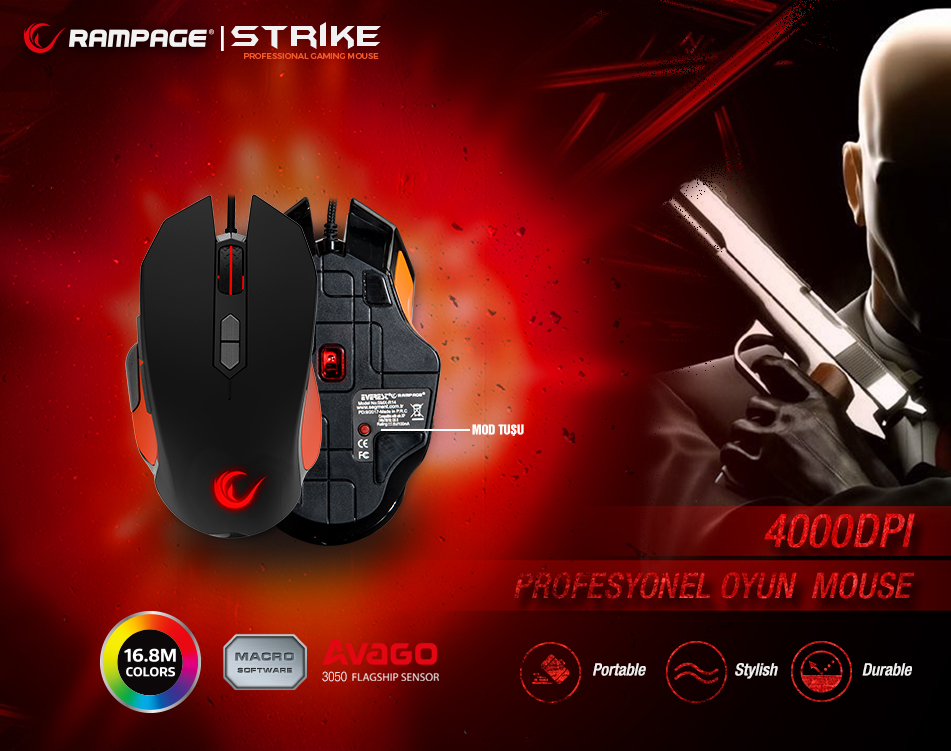 Rampage Strike Smx R14 Black Orange Color 9 Keys Rgb Gaming Mouse Segment Bilgisayar