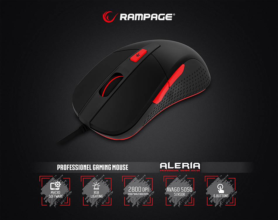 Rampage Smx R16 Aleria 7 Tuslu Rgb 2800dpi Avago Gaming Oyuncu Mouse Rampage